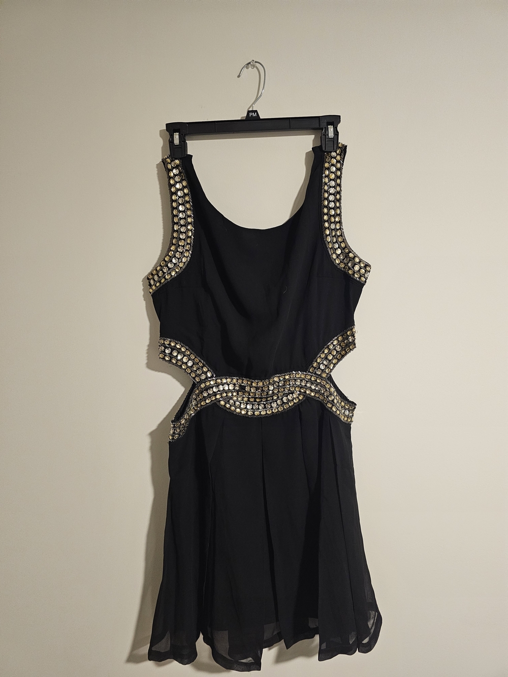 SPY Black Mini Dress with Gold Embellished Cutouts
